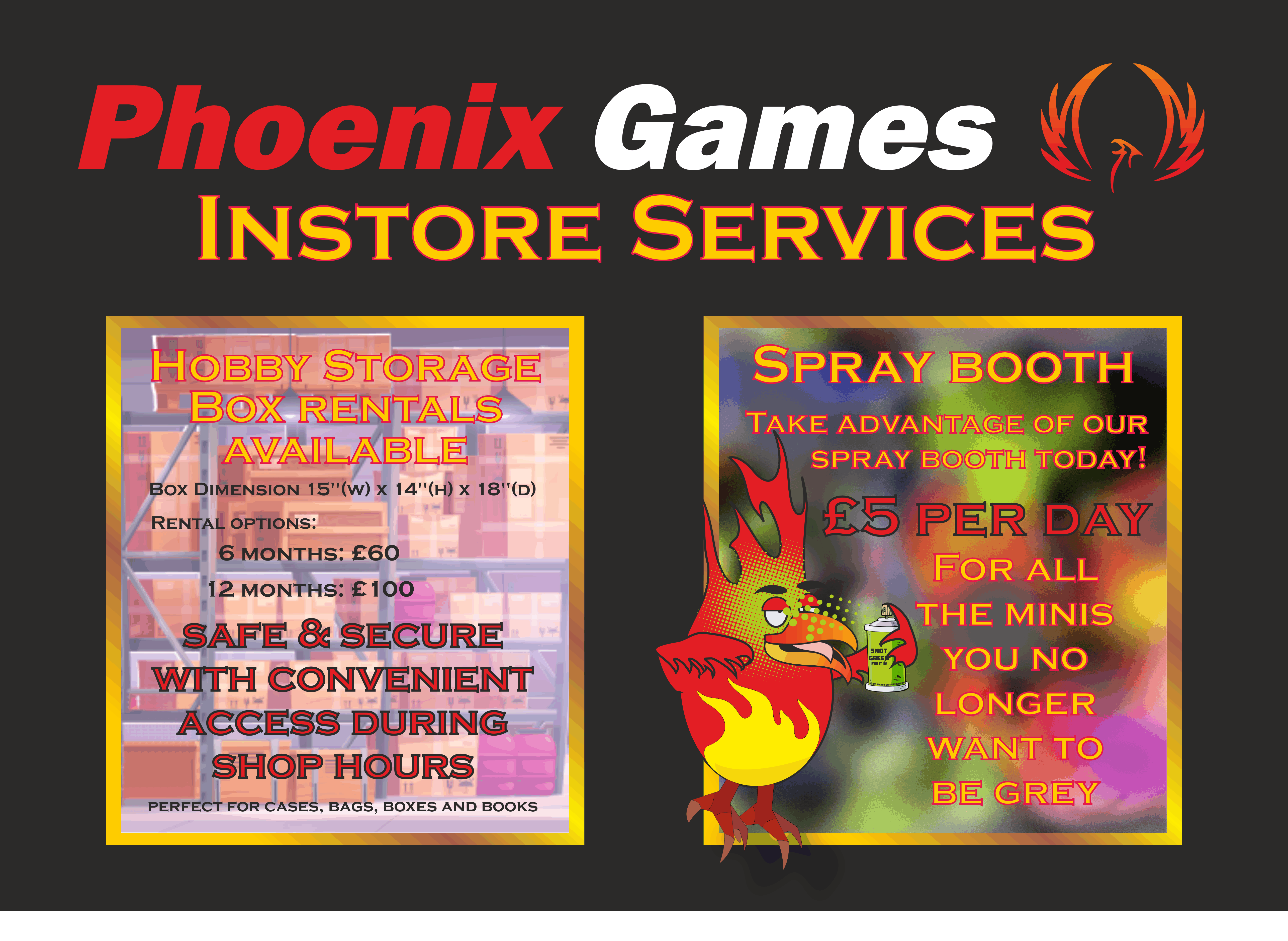 Phoenix Games in-store services.